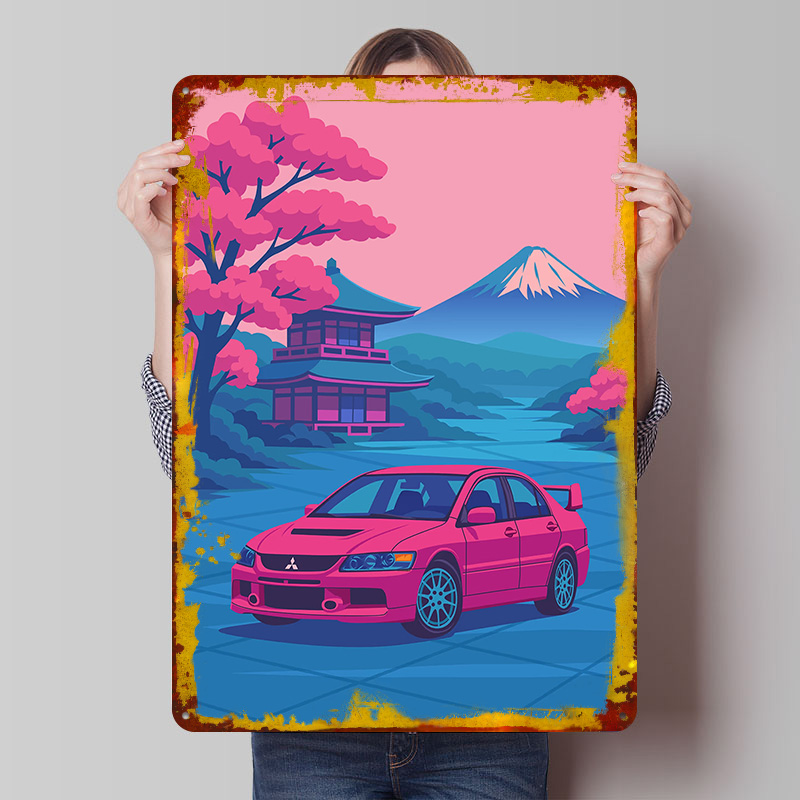 Retro Gaming Japan - Póster Metálico Personalizado de Coche Japonés