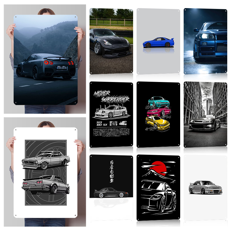 Retro Gaming At - (Nissan) carteles Retro coche Metal pared