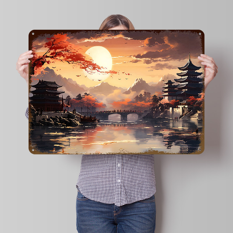 Retro Gaming Japan - Póster Impreso con Paisaje Japonés, Arte