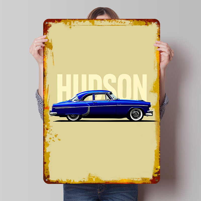 Retro Gaming At - Póster de Metal Clásico Blue Hudson,
