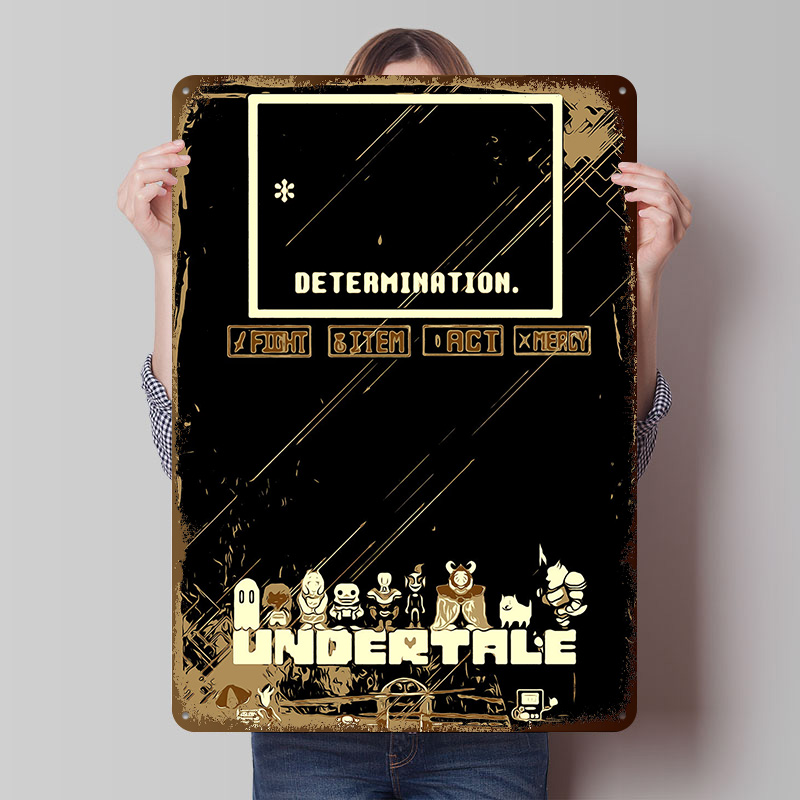 Retro Gaming At - Póster Metálico de Undertale, Arte de