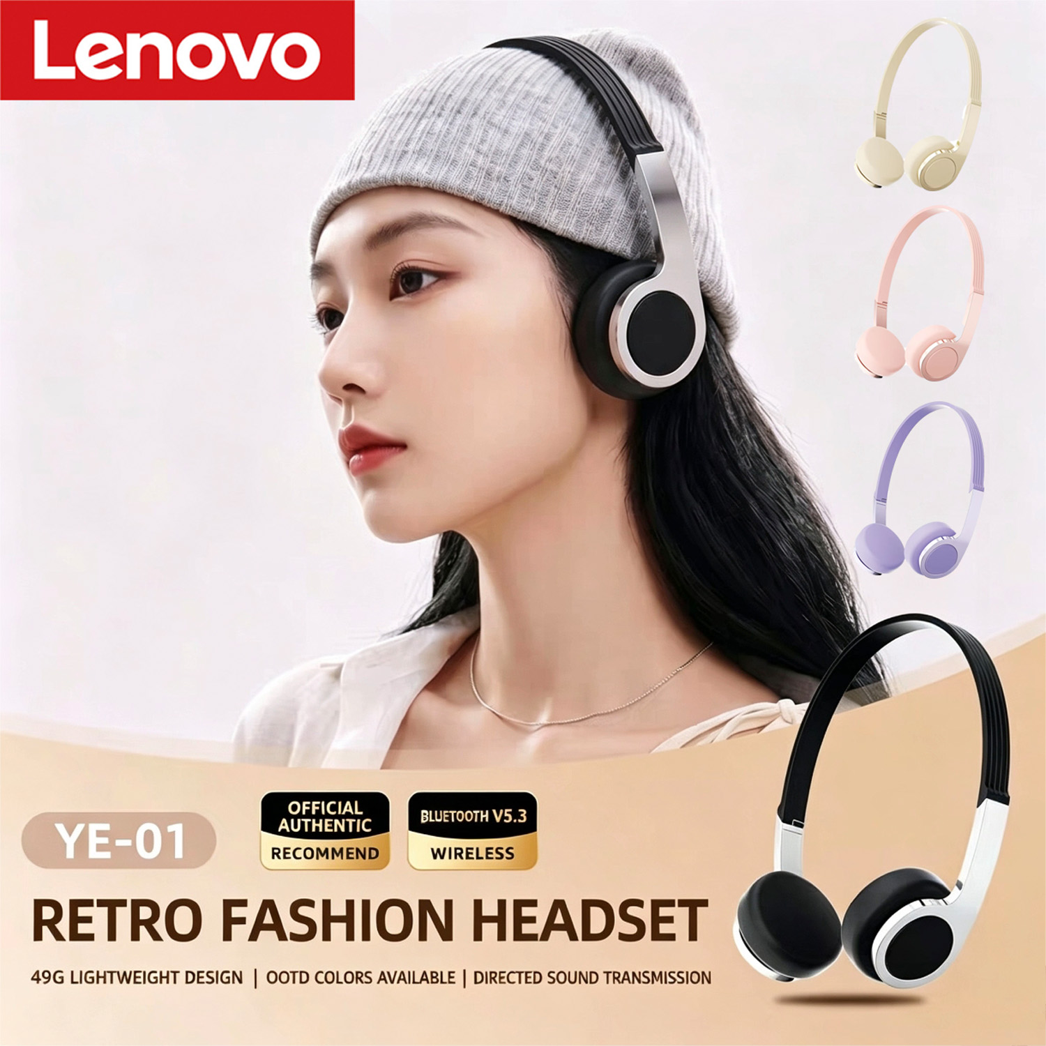 Retro Gaming Cables - Auriculares Bluetooth Lenovo Retro Compactos, Ideales
